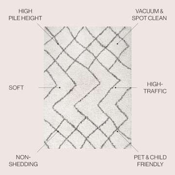 JONATHAN Y SHG101A-8 Inca Moroccan Diamond Shag Indoor Area -Rug Bohemian Contemporary Geometric Eas...