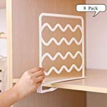 Kosiehouse Closets Shelf Divider and Organizer, Wood Shelves, Kitchen Cabinets, and Libraries, Closet Clothes Organizer - 8 Pack (Old Pattern)