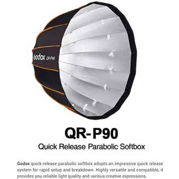 Godox QR-P90 35.5 Inch Parabolic Softbox Bowens Mount, Quick-Setup Quick-Folding, with Front & Inner Diffuser and Carrying Bag for Godox SL60W VL150 UL150 SL150II SZ150 and Other Bowen Mount Lights…