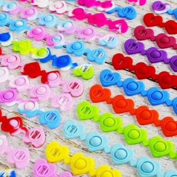 Valentines Day Gifts for Kids - 24 Pack Valentines Cards with Heart POP Bracelets - Sensory Fidget T...