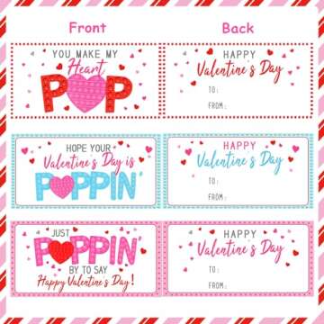 Valentines Day Gifts for Kids - 24 Pack Valentines Cards with Heart POP Bracelets - Sensory Fidget Toys Valentine for School Classroom Gift Exchange Party Favors Supplies for Toddlers Girls Boys