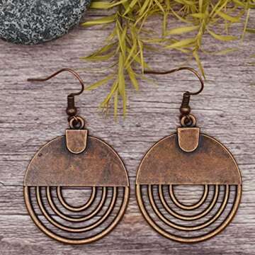 Bohemian Earrings - Dangle Boho Earrings - Brass Dangle Earrings - Boho Jewelry - Bohemian Jewelry - Ethnic Earrings - Ethnic Jewelry