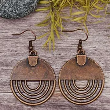Bohemian Earrings - Dangle Boho Earrings - Brass Dangle Earrings - Boho Jewelry - Bohemian Jewelry - Ethnic Earrings - Ethnic Jewelry