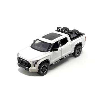 2023 Tundra TRD 4x4 Pickup Truck White Metallic with Sunroof and Wheel Rack 1/24 Diecast Model Car H...