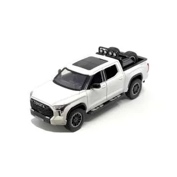 2023 Tundra TRD 4x4 Pickup Truck White Metallic with Sunroof and Wheel Rack 1/24 Diecast Model Car H...