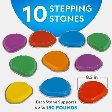 NATIONAL GEOGRAPHIC Stepping Stones for Kids – Durable Non-Slip Stones Encourage Toddler Balance & Gross Motor Skills, Indoor & Outdoor Toys, Obstacle Course, Gifts for Toddlers (Amazon Exclusive)