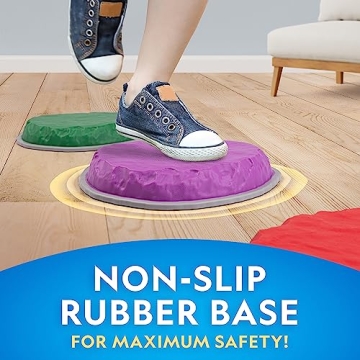 NATIONAL GEOGRAPHIC Stepping Stones for Kids – Durable Non-Slip Stones Encourage Toddler Balance & Gross Motor Skills, Indoor & Outdoor Toys, Obstacle Course, Gifts for Toddlers (Amazon Exclusive)