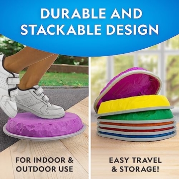NATIONAL GEOGRAPHIC Stepping Stones for Kids – Durable Non-Slip Stones Encourage Toddler Balance & Gross Motor Skills, Indoor & Outdoor Toys, Obstacle Course, Gifts for Toddlers (Amazon Exclusive)