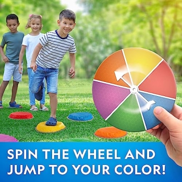 NATIONAL GEOGRAPHIC Stepping Stones for Kids – Durable Non-Slip Stones Encourage Toddler Balance & Gross Motor Skills, Indoor & Outdoor Toys, Obstacle Course, Gifts for Toddlers (Amazon Exclusive)