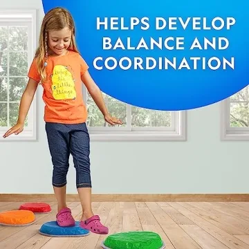 NATIONAL GEOGRAPHIC Stepping Stones for Kids – Durable Non-Slip Stones Encourage Toddler Balance & Gross Motor Skills, Indoor & Outdoor Toys, Obstacle Course, Gifts for Toddlers (Amazon Exclusive)