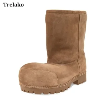 Trelako Suede Platform Snow Boots for Stylish Winter Comfort