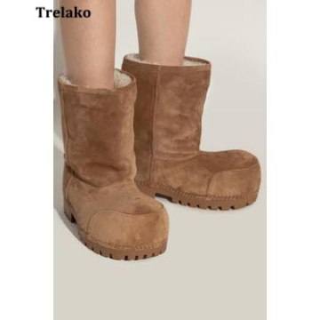Trelako Suede Platform Snow Boots for Stylish Winter Comfort