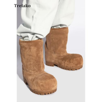 Trelako Suede Platform Snow Boots for Stylish Winter Comfort