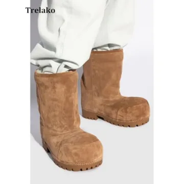 Trelako Suede Platform Snow Boots for Stylish Winter Comfort