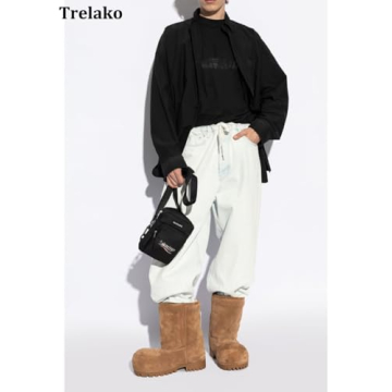 Trelako Suede Platform Snow Boots for Stylish Winter Comfort