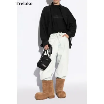 Trelako Suede Platform Snow Boots for Stylish Winter Comfort