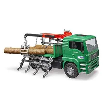 Bruder Toys - Forestry MAN Timber Truck with Fully Functioning Loading Crane, Tilting Loading Bed, and 3 Loadable Trunks - Ages 4+