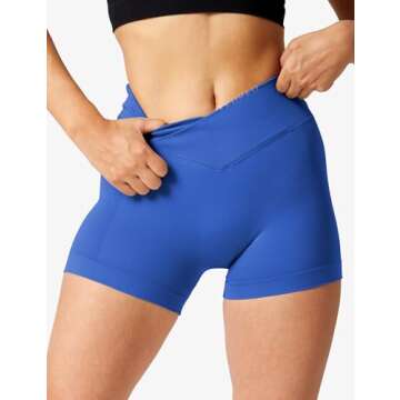 YEOREO Scrunch Workout Shorts Women Butt Lifting 3.5" Seamless V Waist Amplify Shorts Sport Gym Shorts Blue X-Small