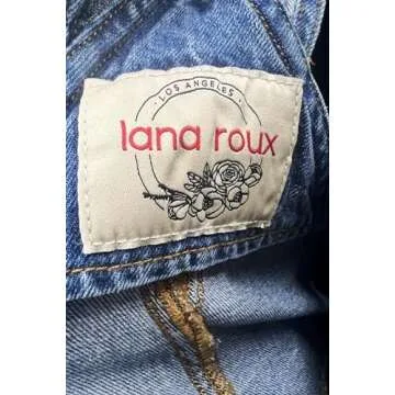 Lana Roux 90s Retro Dungaree Utility Denim Twill Jumpsuit Overalls (Medium Denim, Small)