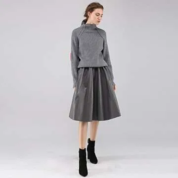 CHICWISH Women Comfy Casual Long Sleeve Heart Shape Patched Grey Knit Top Pullover Sweater