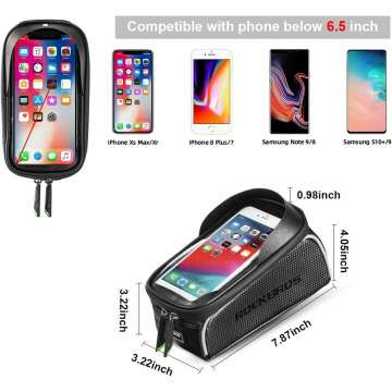 Waterproof Bike Phone Frame Bag for 6.5" Phones