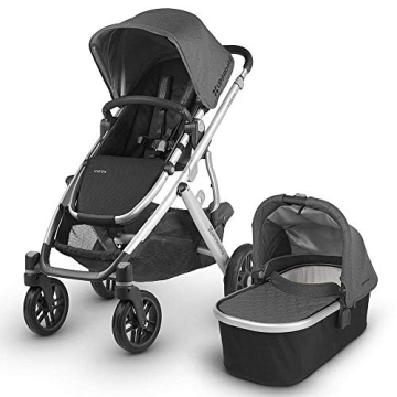 2018 UPPAbaby VISTA Stroller Jordan Charcoal Melange Silver Black Leather