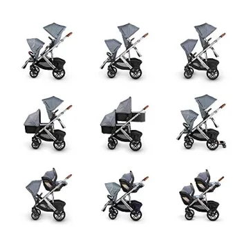 2018 UPPAbaby VISTA Stroller Jordan Charcoal Melange Silver Black Leather