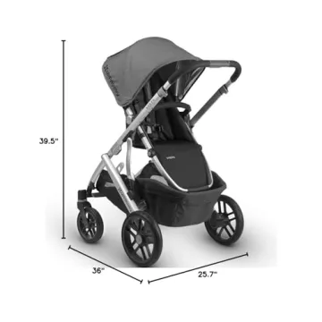 2018 UPPAbaby VISTA Stroller Jordan Charcoal Melange Silver Black Leather