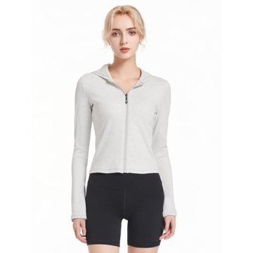 Stylish Abonlen Ribbed Women’s Hoodie - Full Zip Lightweight