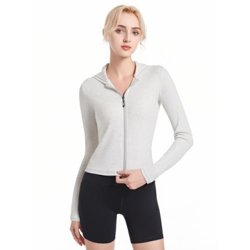 Stylish Abonlen Ribbed Women’s Hoodie - Full Zip Lightweight