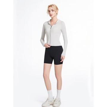 Stylish Abonlen Ribbed Women’s Hoodie - Full Zip Lightweight