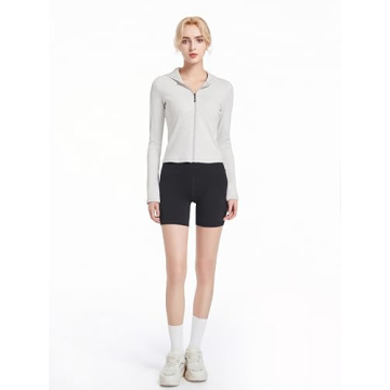 Stylish Abonlen Ribbed Women’s Hoodie - Full Zip Lightweight