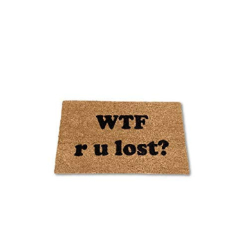 WTF r u lost? Coir Funny Doormat, Size Small - Welcome Mat - Doormat - Custom Hand Painted Doormat b...