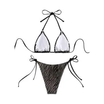 SHENHE Women's Zebra Print Beach Bikini Halter Set