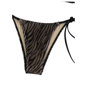 SHENHE Women's 2 Piece Tie Side Triangle Beach Bikini Sets Stripe Halter Swimsuit Bathing Suit Zebra Print Black S