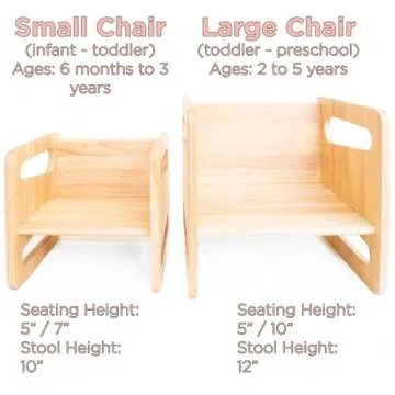 Montessori Weaning Table and Chair Set - Solid Wooded Toddler Table - Cube Chairs for Toddlers - Real Hardwood - Kids Montessori Furniture
