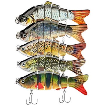 5Pcs Fishing Lures for Bass Trout 1.4~3.9" Multi Jointed Swimbaits Slow Sinking Bionic Lifelike Swim...