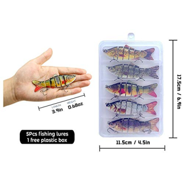 5Pcs Multi Jointed Fishing Lures for Bass Trout