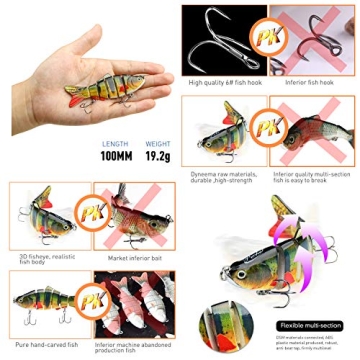 5Pcs Multi Jointed Fishing Lures for Bass Trout