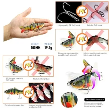 5Pcs Multi Jointed Fishing Lures for Bass Trout