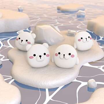 PlayVital Joystick Caps for Nintendo Switch, Thumbstick Caps for Switch Lite, Analog Cover for Switch OLED Joycon Thumb Grip Rocker Caps for Switch & Switch Lite & Switch OLED - Polar Bear & Baby Seal