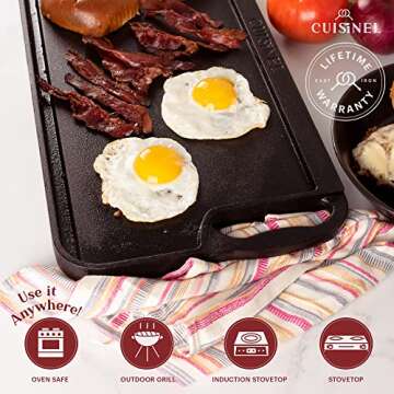 Cuisinel Cast Iron Griddle - Versatile Indoor/Outdoor Grill