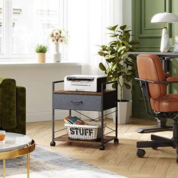 DEVAISE Mobile Printer Stand with Storage Drawer - Versatile Organization for Home Office