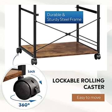 DEVAISE Vintage Printer Stand with Storage Drawer