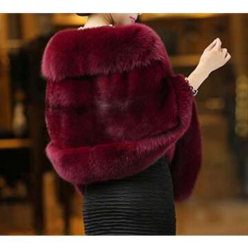 Old Dlrd Women's Winter Faux Fur Wrap Coat Wedding Bride Cloak Cape Shawl for Evening Party