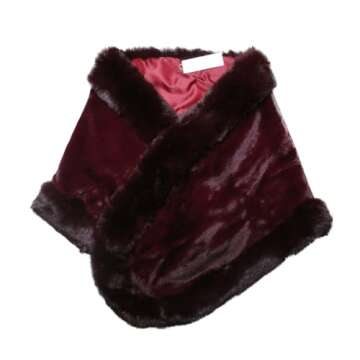 Old Dlrd Women's Winter Faux Fur Wrap Coat Wedding Bride Cloak Cape Shawl for Evening Party