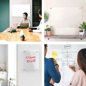 Blank Acrylic Dry Erase Writing Board with Standoffs Glass Alternative - Shatterproof Frameless to Do List Dry-Erase Note Whiteboard for Wall Office Home School (8×10IN)