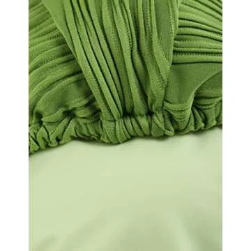 ZAFUL Halter Two Piece Bathing Suit for Women Ribbed String Bikini Sets Cheeky Triangle Strappy Tie Back Swimsuit Green S