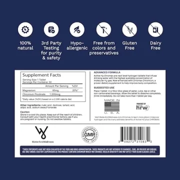 Active H2+ Chromax - Hydrogen Water Tablets Plus Chromium - Balance Your Metabolism and Activate Your Fitness with Dual Benefits of Molecular Hydrogen and Chromium (30 Tablets)