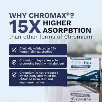 Active H2+ Chromax - Hydrogen Water Tablets Plus Chromium - Balance Your Metabolism and Activate Your Fitness with Dual Benefits of Molecular Hydrogen and Chromium (30 Tablets)